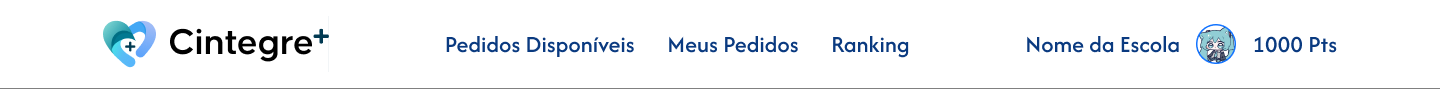 Cabeçalho com logo, links Pedidos Disponíveis, Meus Pedidos e Ranking, nome da escola e pontos
