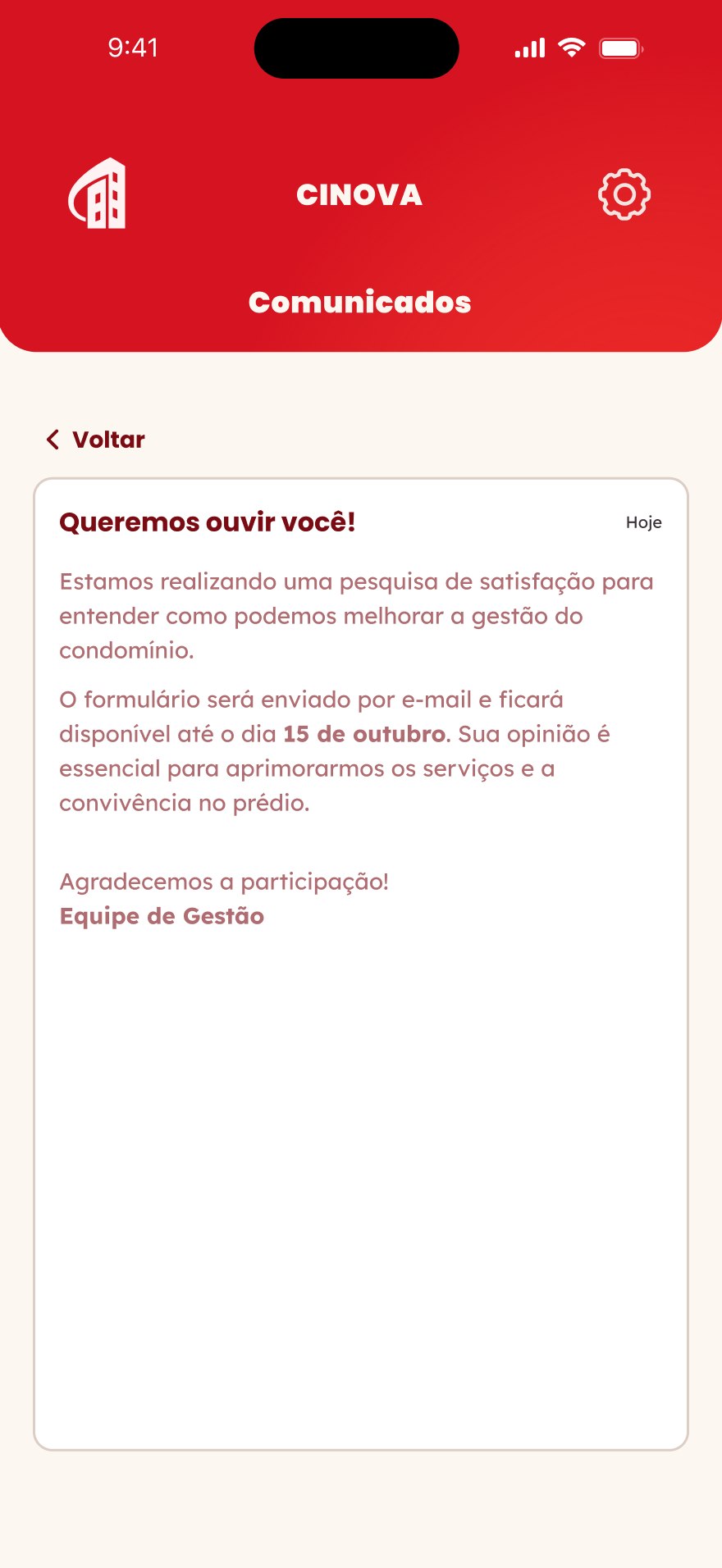 Detalhe de um comunicado