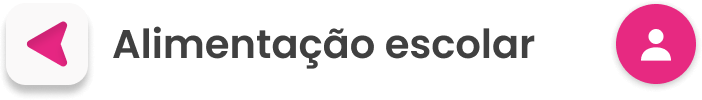 Cabeçalho interno com título: voltar, Alimentação escolar e avatar