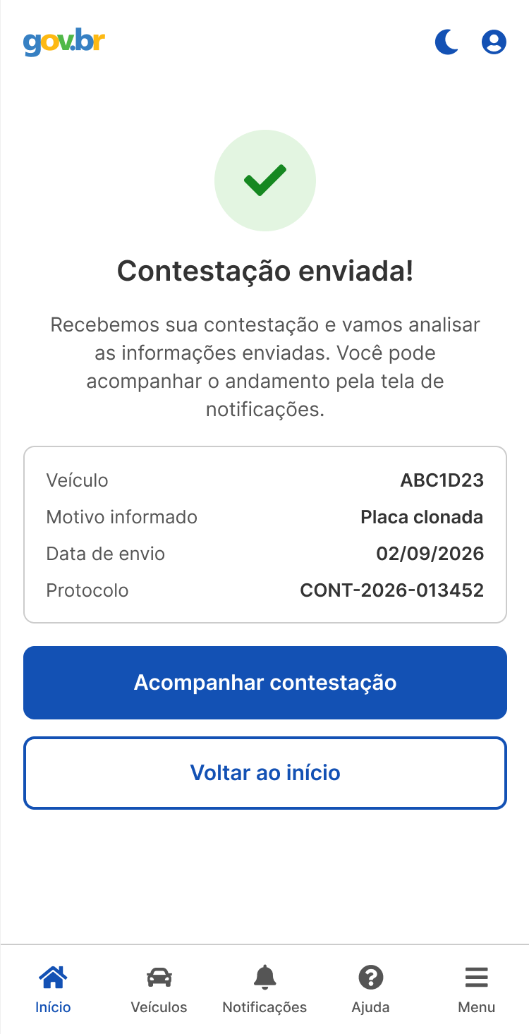 Contestação enviada
